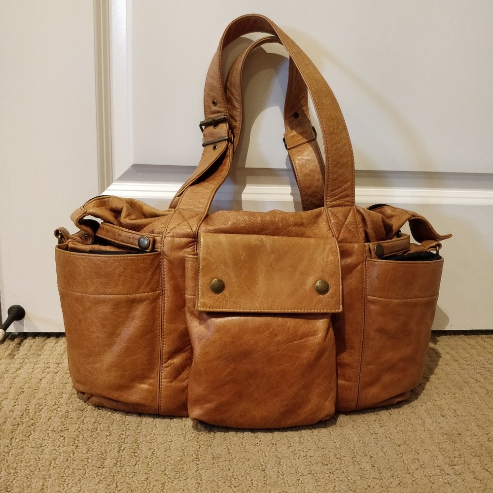 Not Rational ditressed leather diaper bag